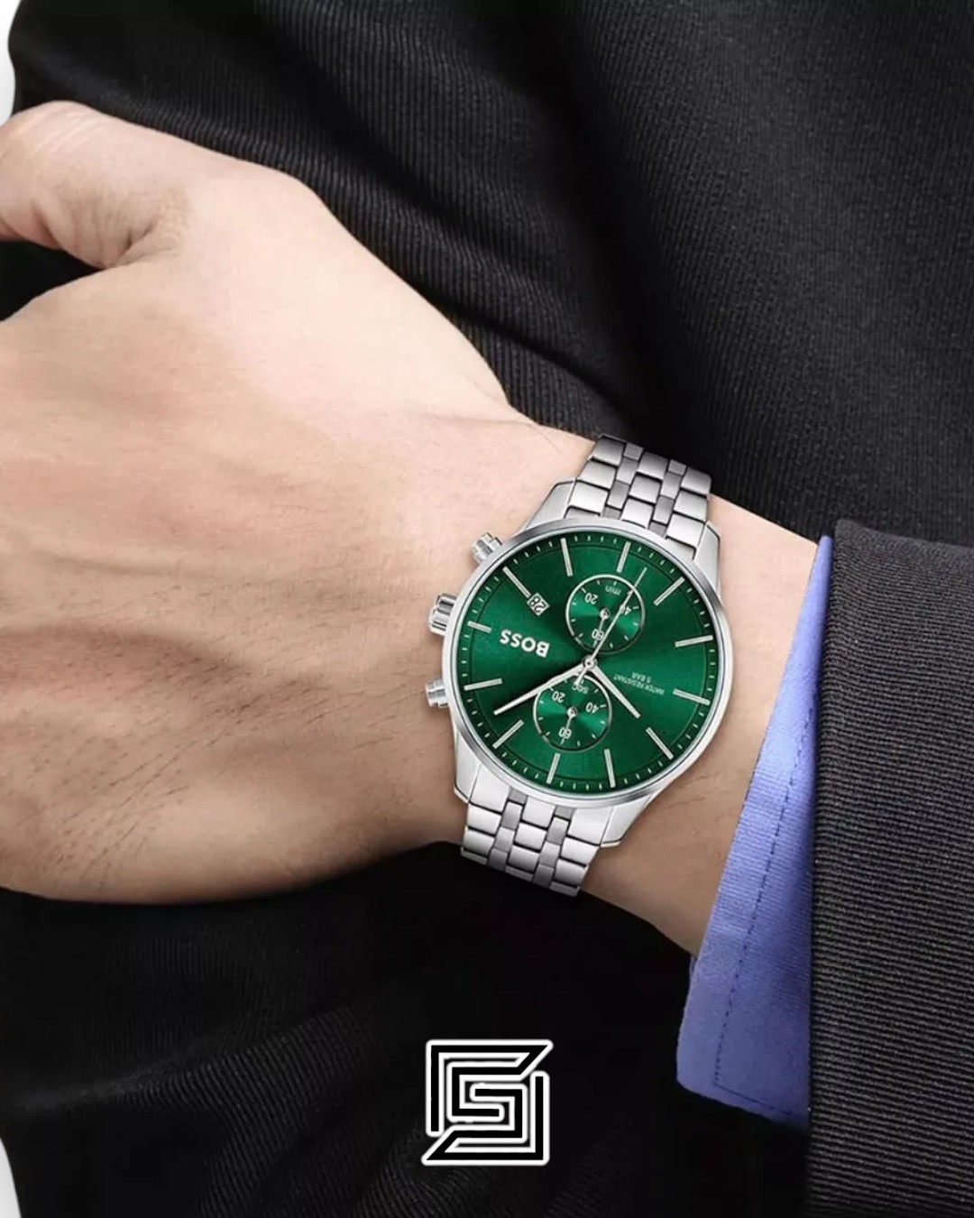 ⁦Boss 1513975 Green Dial Chronograph Watch⁩ - الصورة ⁦4⁩