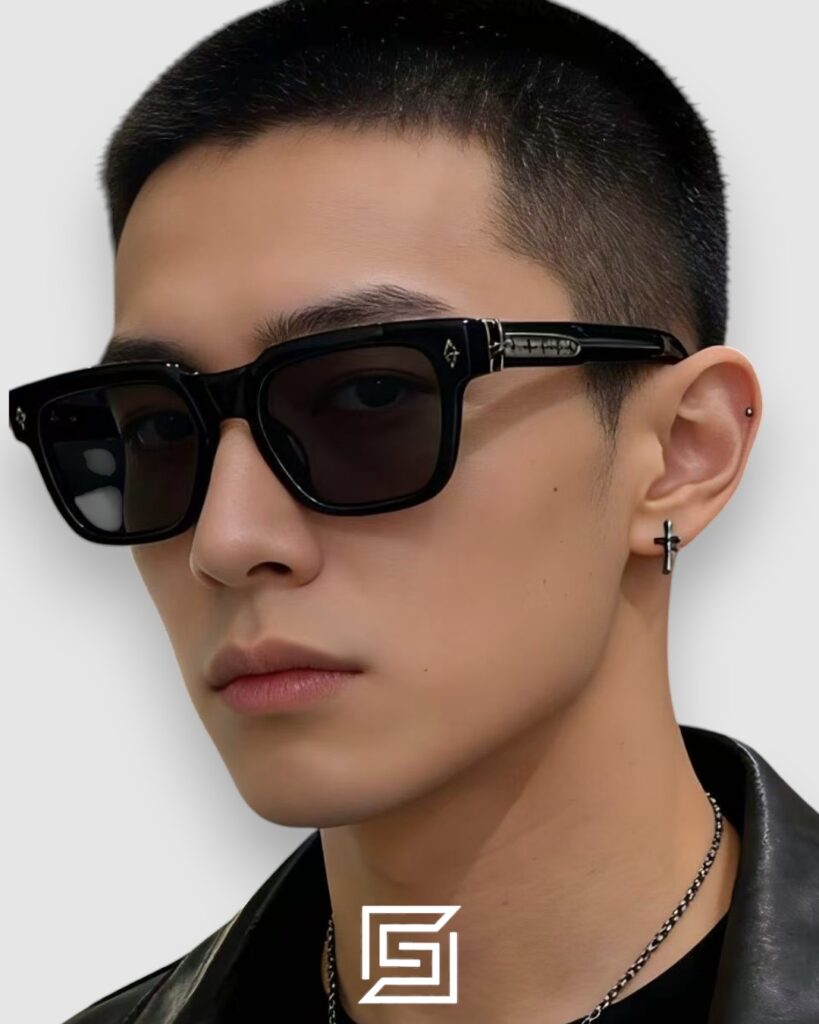 Chrome Heart PEN 15 Black Square Sunglasses with Grey Lenses