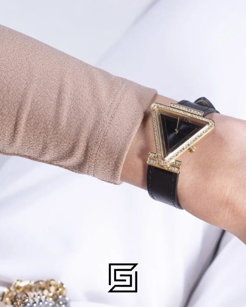 Guess GW0504L5 Women's Triangle Black Dial Gold-Tone Watch 32mm
