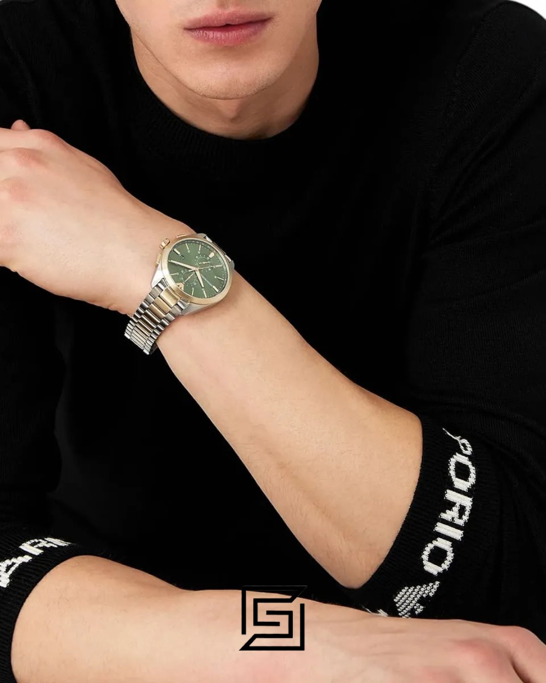 ⁦Emporio Armani AR11511 Two-Tone Stainless Steel Green Dial Watch⁩ - الصورة ⁦5⁩