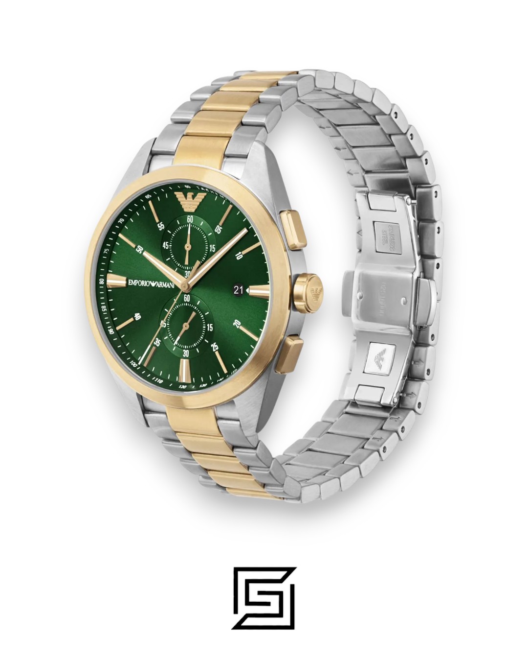⁦Emporio Armani AR11511 Two-Tone Stainless Steel Green Dial Watch⁩ - الصورة ⁦2⁩