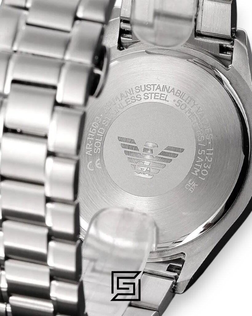 Emporio Armani AR11602 Men's Silver Stainless Steel Chronograph Watch with Black Dial