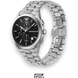 ⁦Emporio Armani AR11602 Men's Silver Stainless Steel Chronograph Watch with Black Dial⁩ - الصورة ⁦4⁩