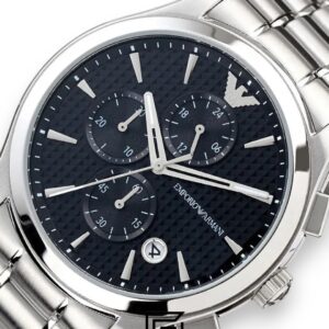 ⁦Emporio Armani AR11602 Men's Silver Stainless Steel Chronograph Watch with Black Dial⁩ - الصورة ⁦2⁩