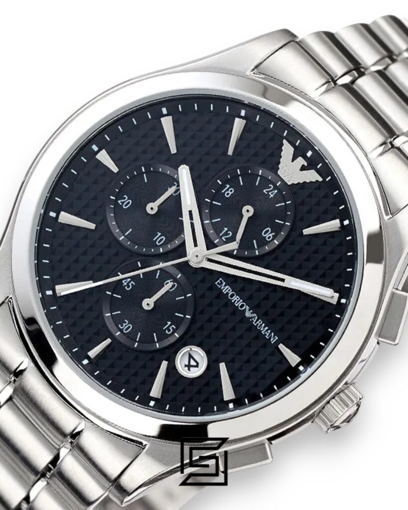 Emporio Armani AR11602 Men's Silver Stainless Steel Chronograph Watch with Black Dial