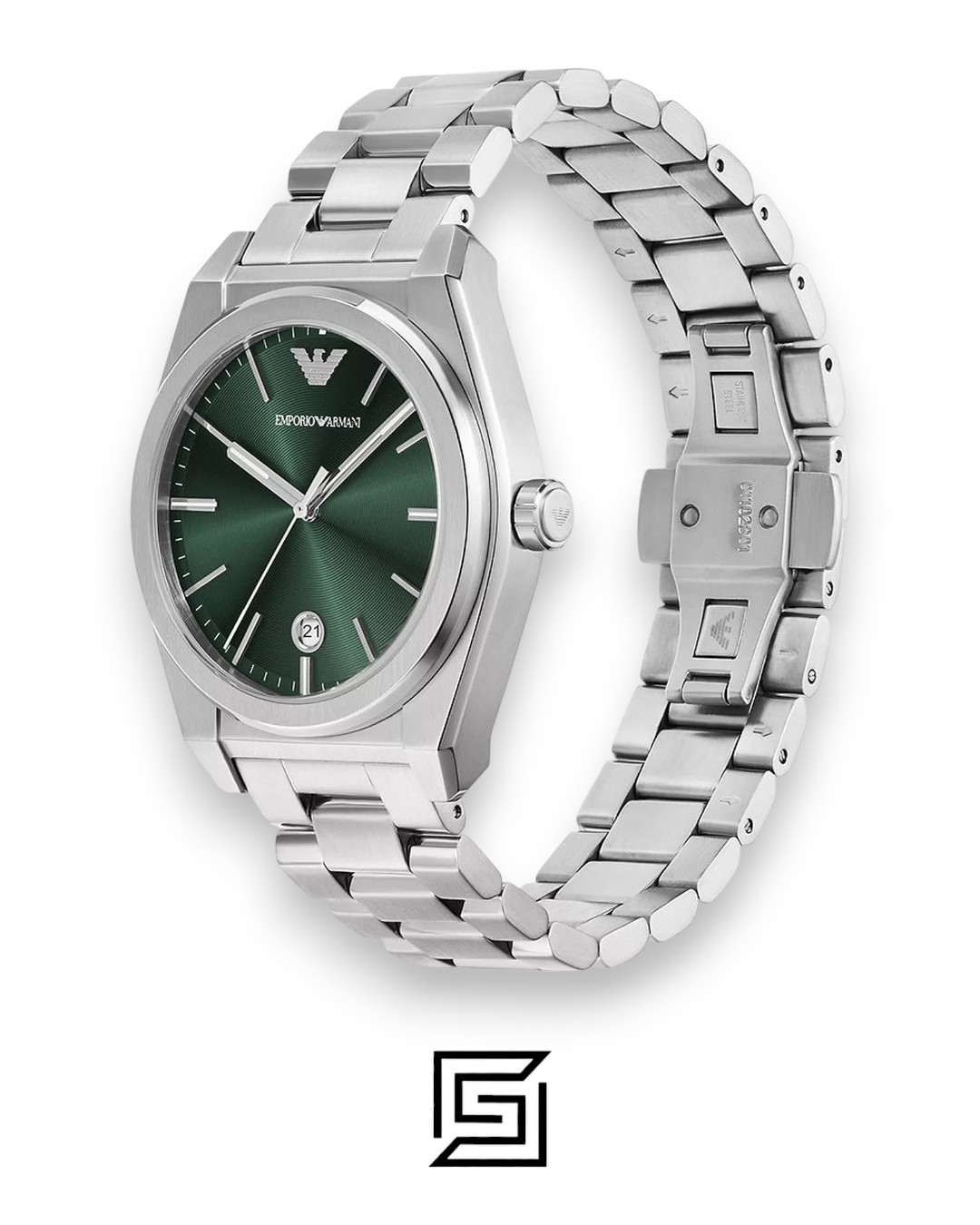 Emporio Armani AR11621 Green Dial Stainless Steel Men's Watch - Image 2