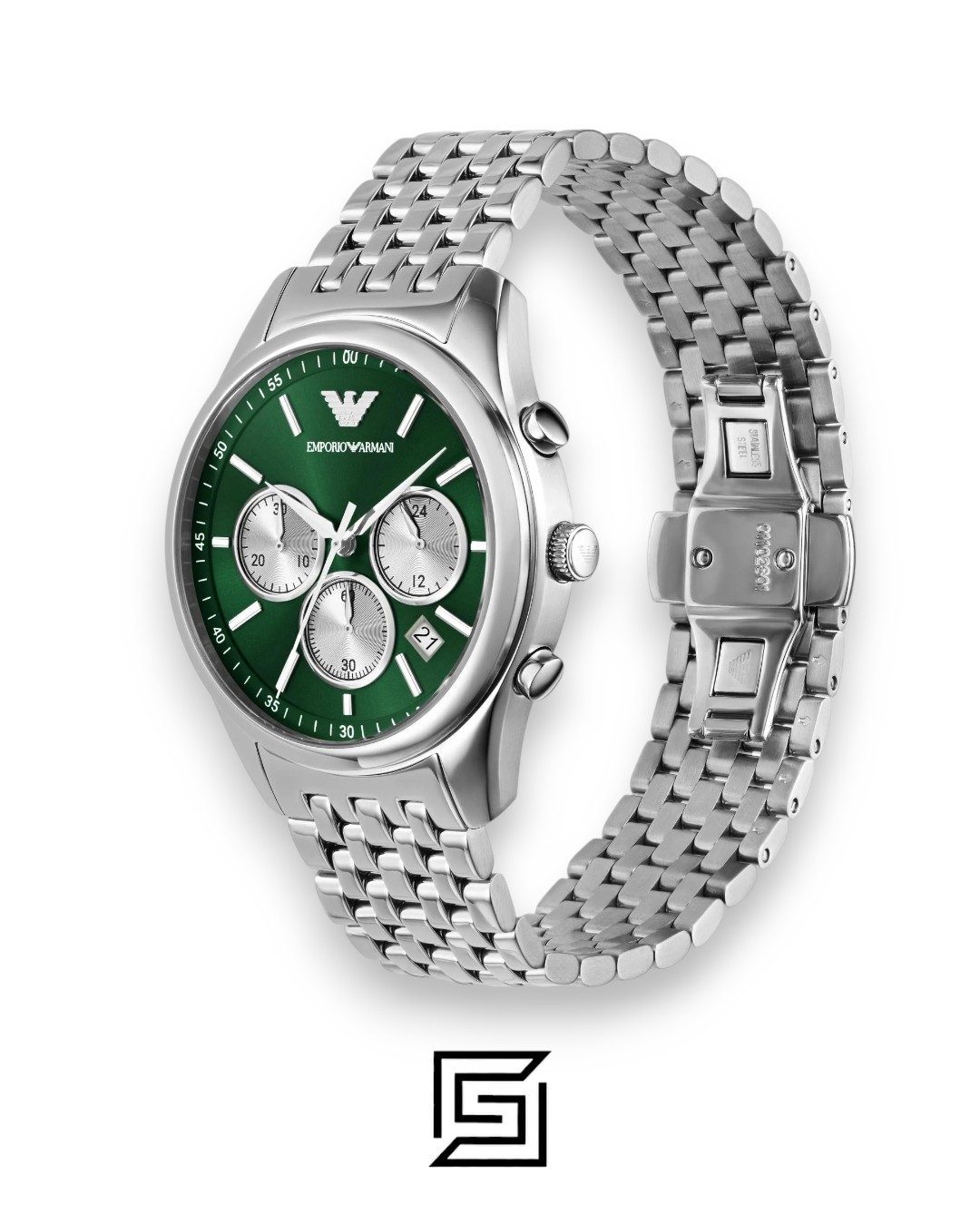 ⁦Emporio Armani AR11581 Green Dial Stainless Steel Men's Watch⁩ - الصورة ⁦2⁩