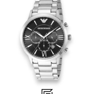 ⁦Emporio Armani AR11208 Silver Stainless Steel Men's Watch with Black Dial⁩ - الصورة ⁦2⁩