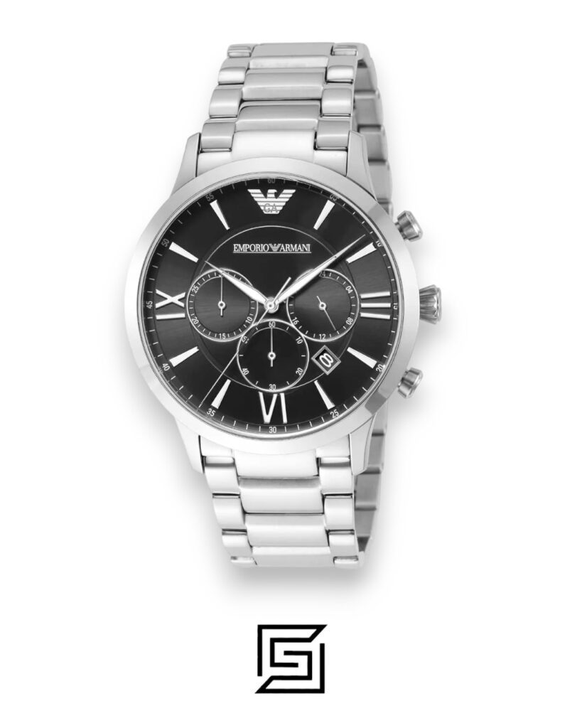 Emporio Armani AR11208 Silver Stainless Steel Men's Watch with Black Dial