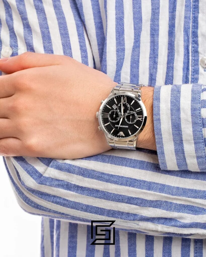 Emporio Armani AR11208 Silver Stainless Steel Men's Watch with Black Dial