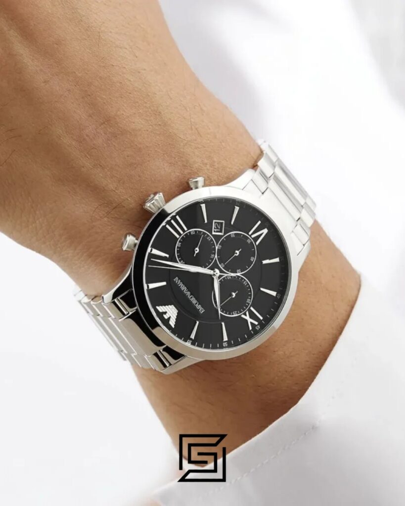 Emporio Armani AR11208 Silver Stainless Steel Men's Watch with Black Dial