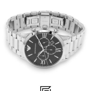 ⁦Emporio Armani AR11208 Silver Stainless Steel Men's Watch with Black Dial⁩ - الصورة ⁦6⁩