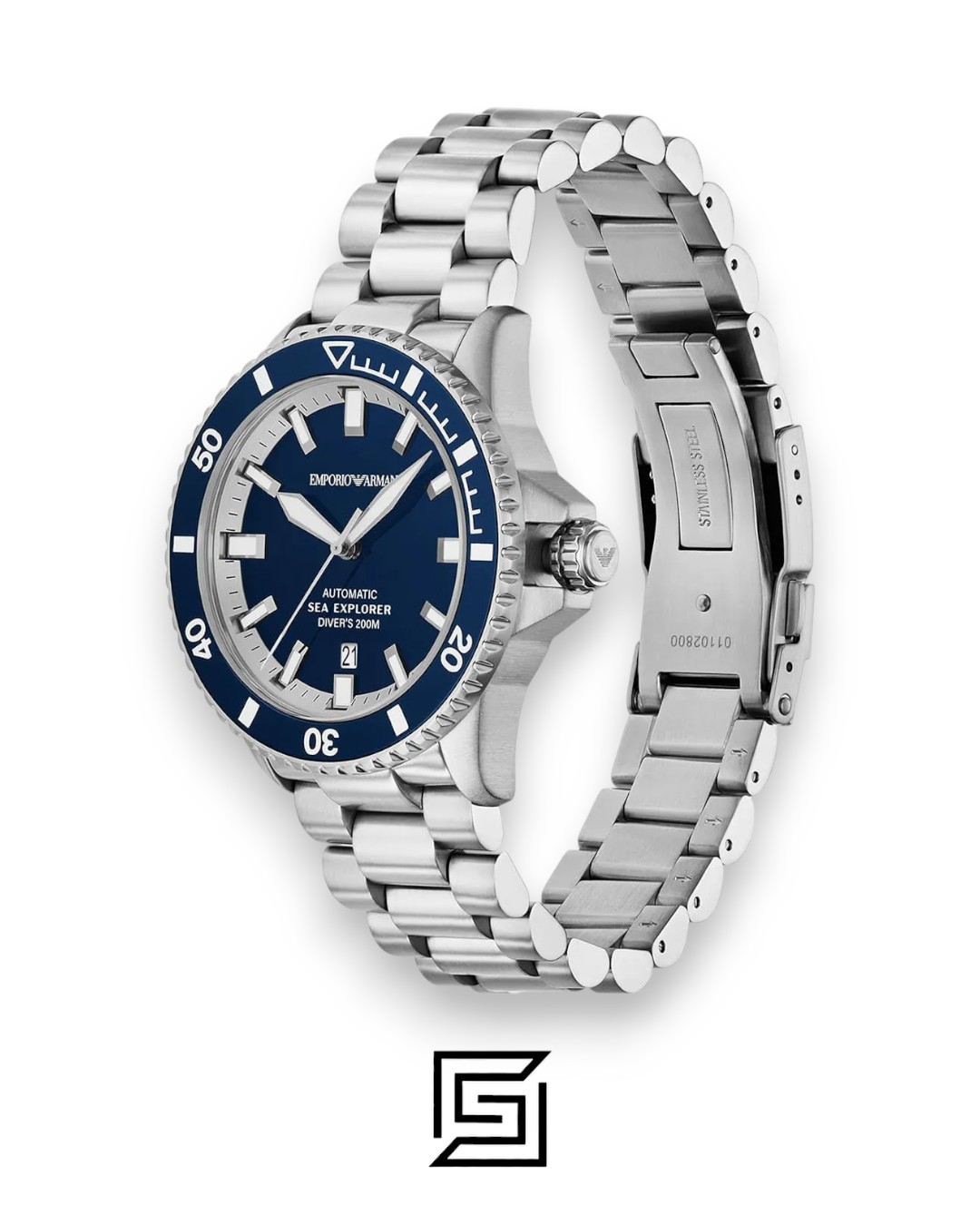 Armani AR60087 Men's Stainless Steel Blue Dial Automatic Watch - Image 2