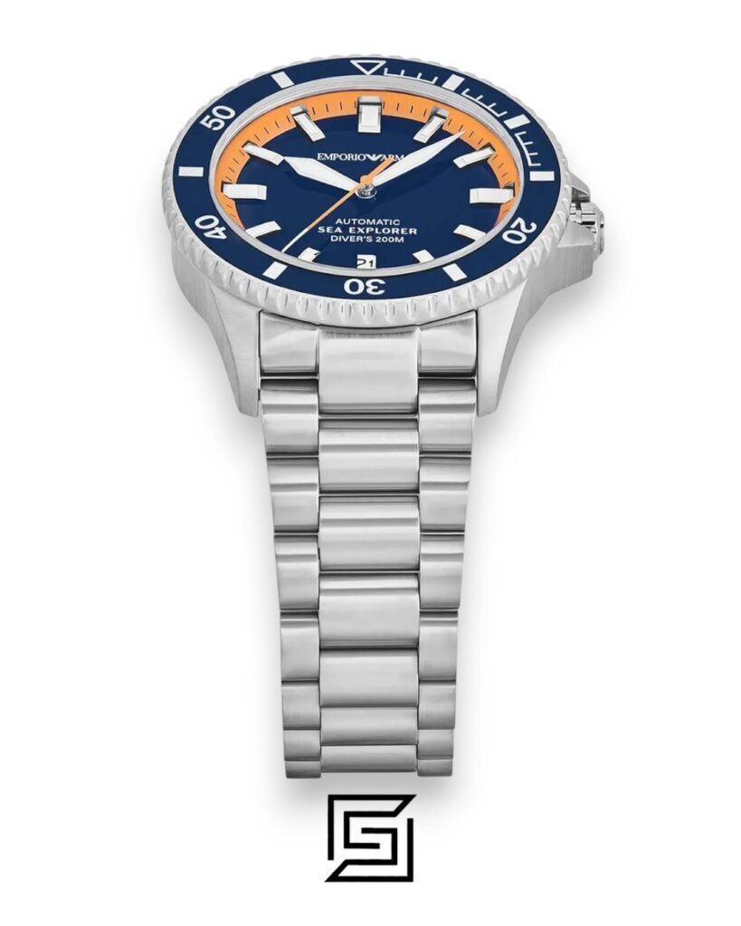 Armani AR60090 Automatic Sea Explorer Diver's 200m Blue Dial Stainless Steel Watch