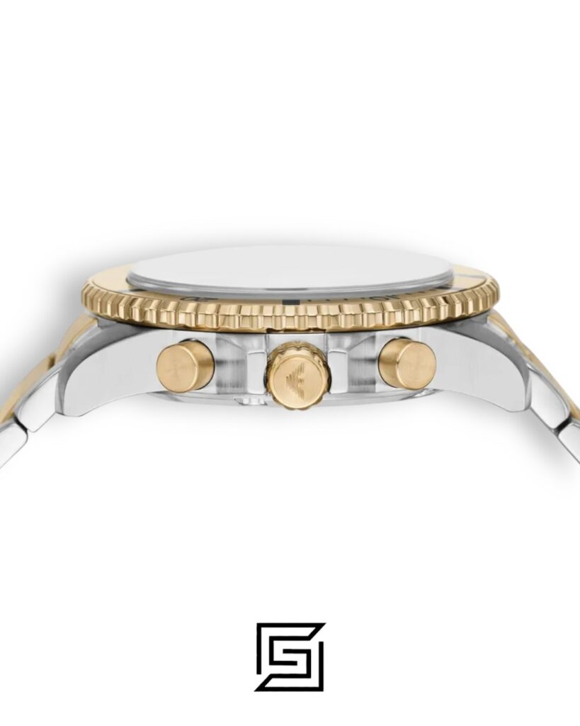 Emporio Armani AR11606 Two-Tone Gold and Silver Case 43mm Chronograph Watch with Cream Dial