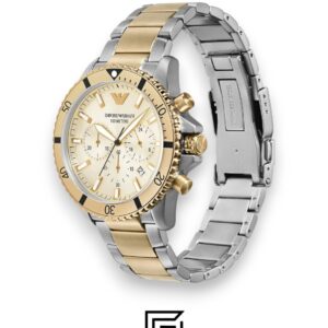Emporio Armani AR11606 Two-Tone Gold and Silver Case 43mm Chronograph Watch with Cream Dial - Image 2