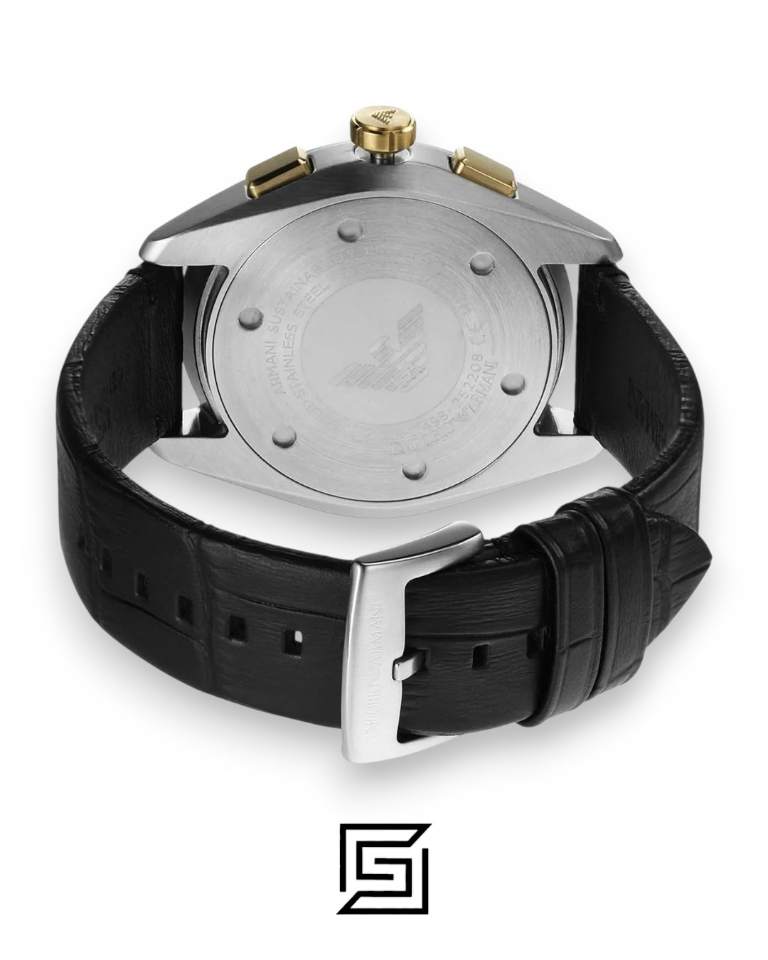 ⁦Armani AR11498 Chronograph Silver Dial Gold Bezel Men's Watch⁩ - الصورة ⁦8⁩