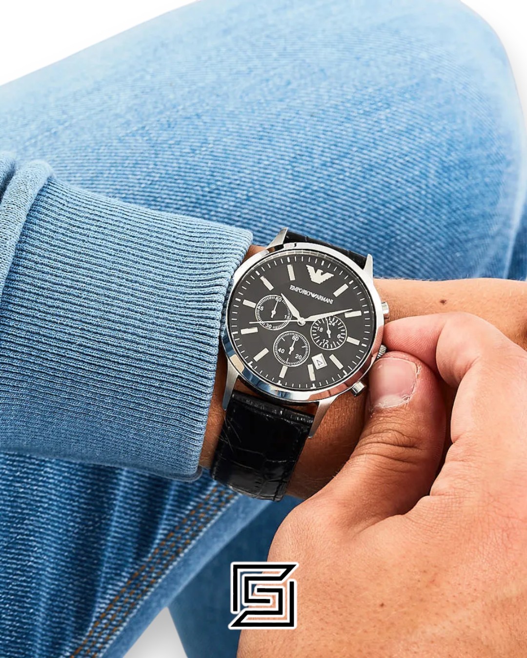 Emporio Armani AR2447 Men's Black Dial Chronograph Watch - Image 10