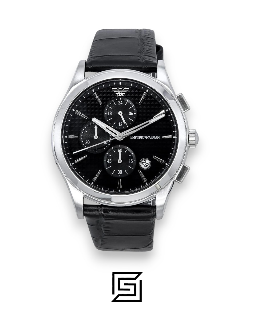 ⁦Armani AR11530 Men's Chronograph Black Dial Watch 44mm⁩ - الصورة ⁦2⁩