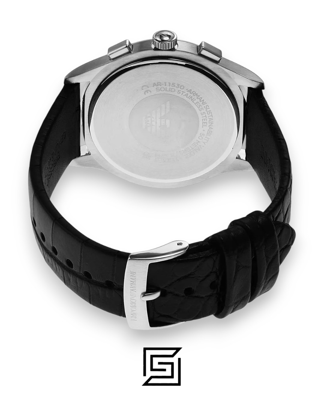 ⁦Armani AR11530 Men's Chronograph Black Dial Watch 44mm⁩ - الصورة ⁦8⁩