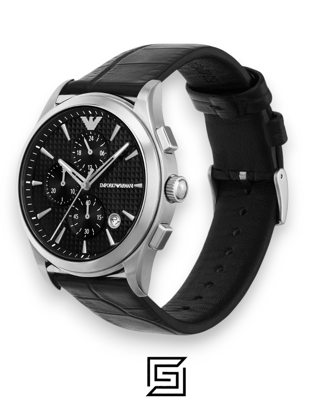 ⁦Armani AR11530 Men's Chronograph Black Dial Watch 44mm⁩ - الصورة ⁦4⁩