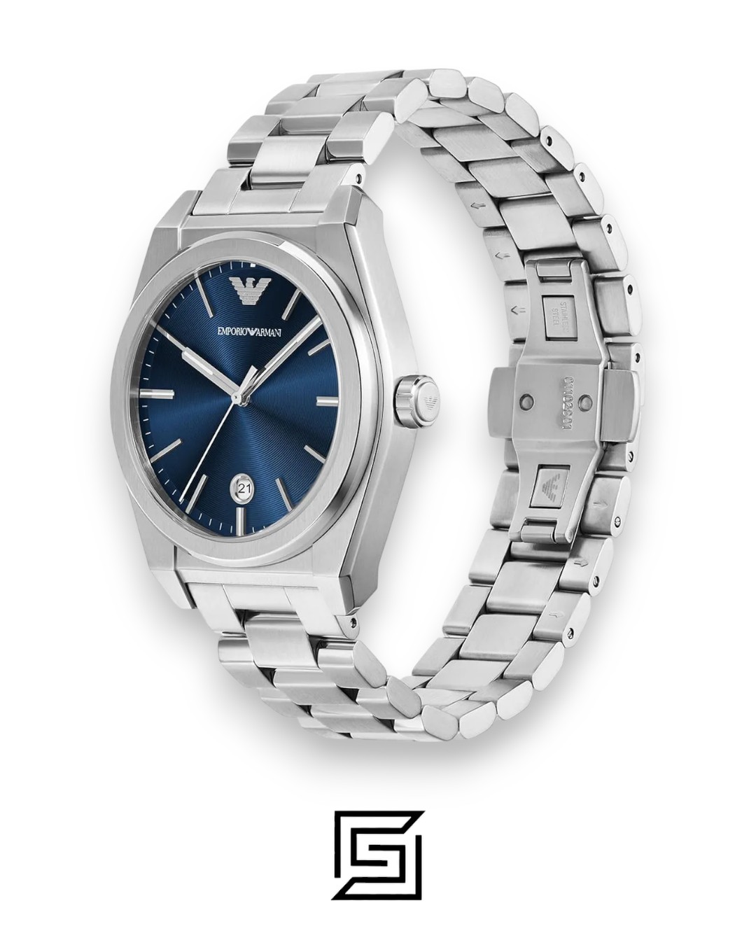 Emporio Armani AR11620 Men's Silver Stainless Steel Watch Blue Dial - Image 2