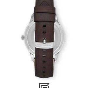 ⁦Emporio Armani AR1944 Men's Silver Case Blue Dial Brown Leather Watch⁩ - الصورة ⁦3⁩