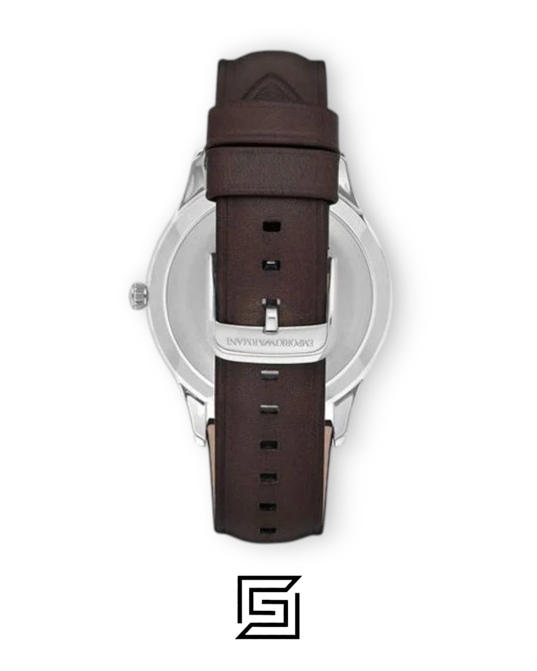 ⁦Emporio Armani AR1944 Men's Silver Case Blue Dial Brown Leather Watch⁩ - الصورة ⁦3⁩
