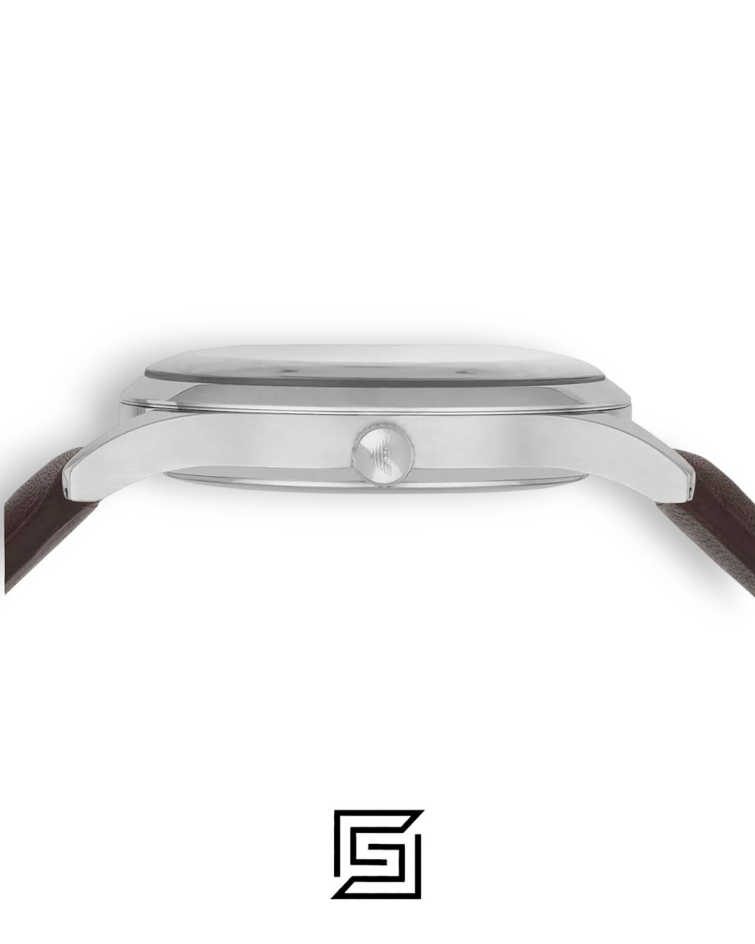 ⁦Emporio Armani AR1944 Men's Silver Case Blue Dial Brown Leather Watch⁩ - الصورة ⁦5⁩