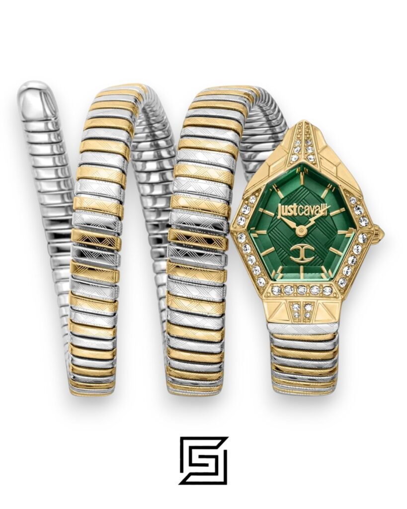 Just Cavalli hexagonal green dial watch