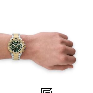 ⁦Emporio Armani AR11586 Men's Two-Tone Stainless Steel 43mm Green Dial Watch⁩ - الصورة ⁦5⁩