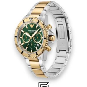 ⁦Emporio Armani AR11586 Men's Two-Tone Stainless Steel 43mm Green Dial Watch⁩ - الصورة ⁦2⁩