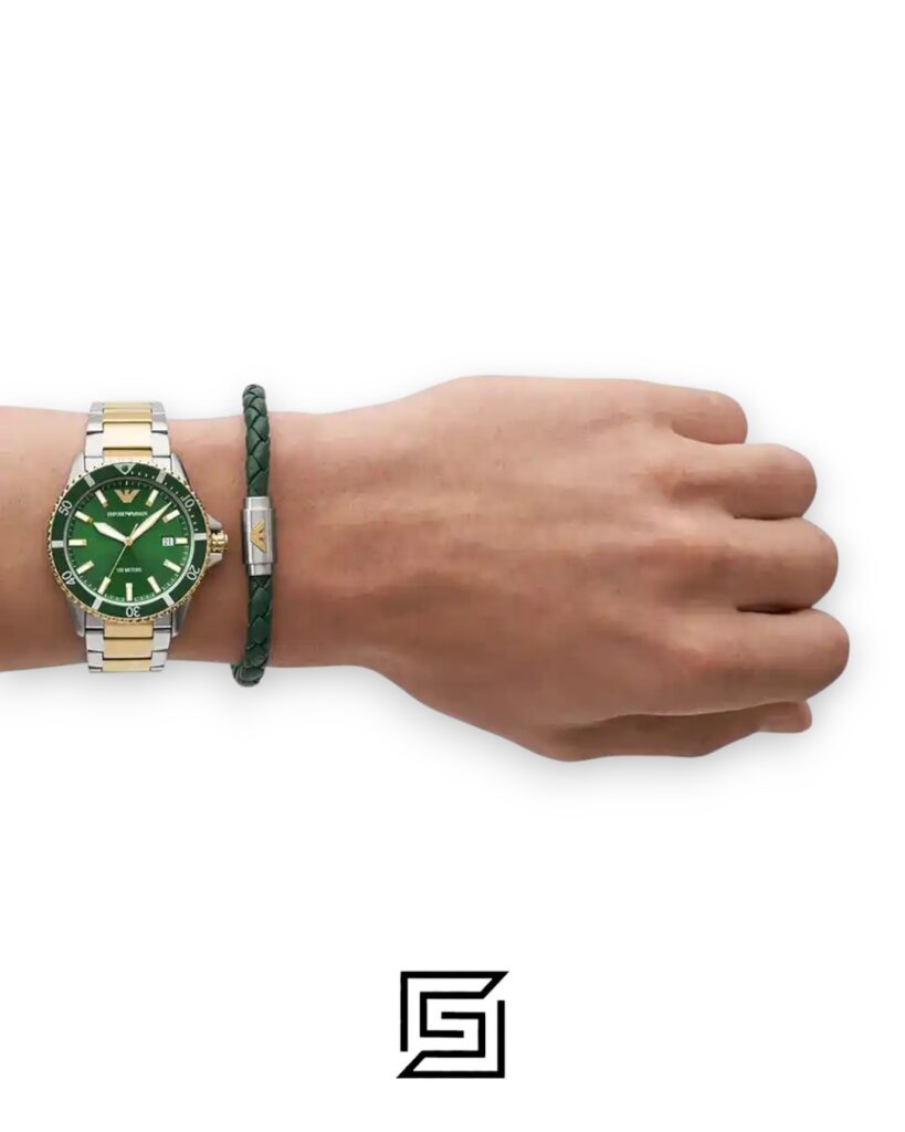 Armani AR80063 Two-Tone Stainless Steel Green Dial Men's Watch