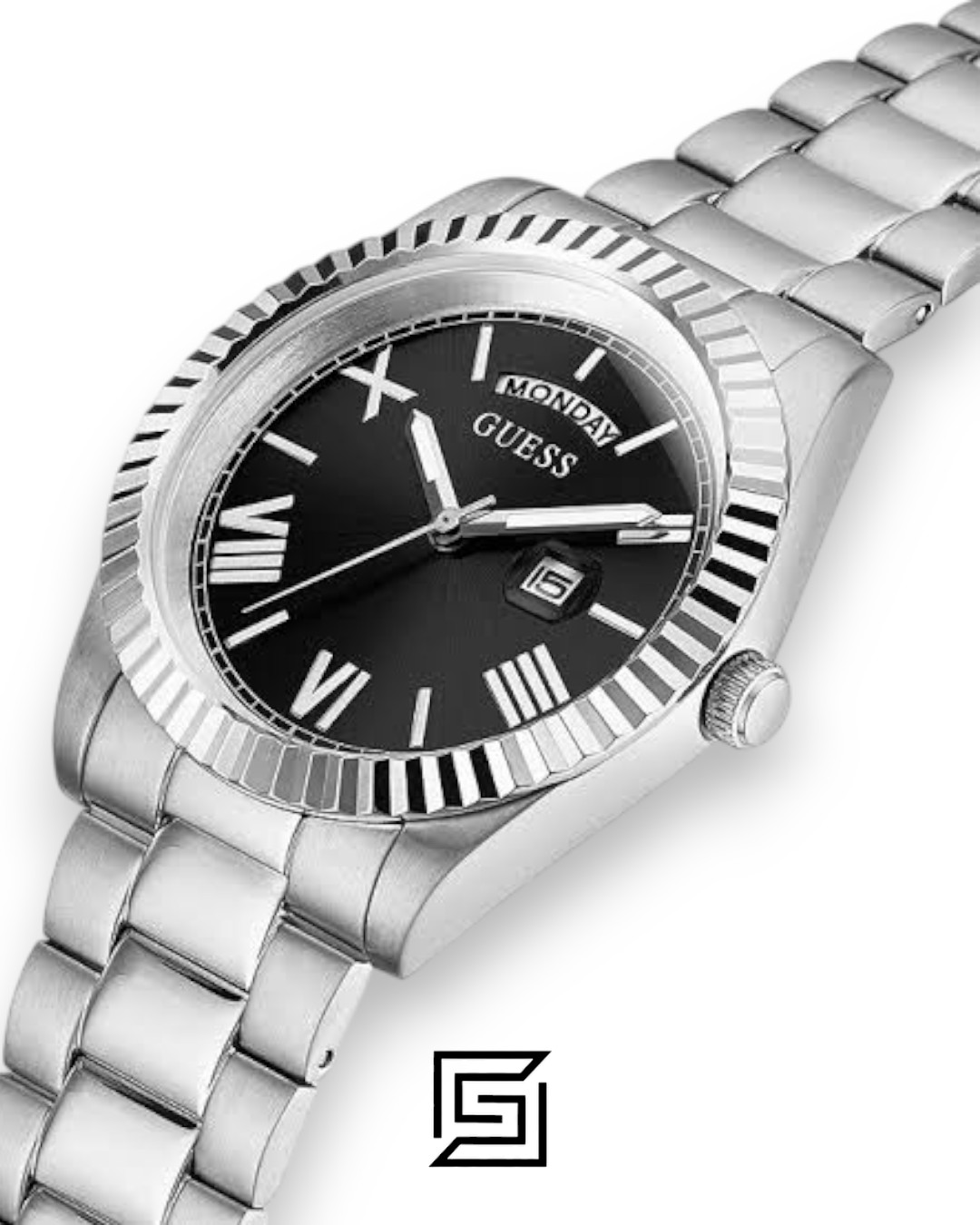 Guess GW0265G1 Men's Silver Stainless Steel Black Dial Watch - Image 2
