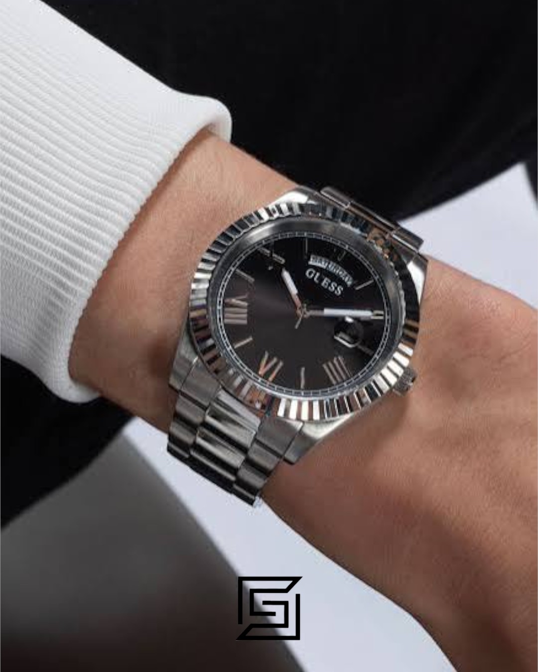 Guess GW0265G1 Men's Silver Stainless Steel Black Dial Watch - Image 4