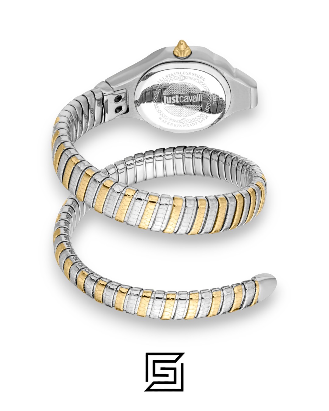⁦Just Cavalli JC1L354M0055 Women's Two-Tone Snake Bracelet Watch⁩ - الصورة ⁦3⁩